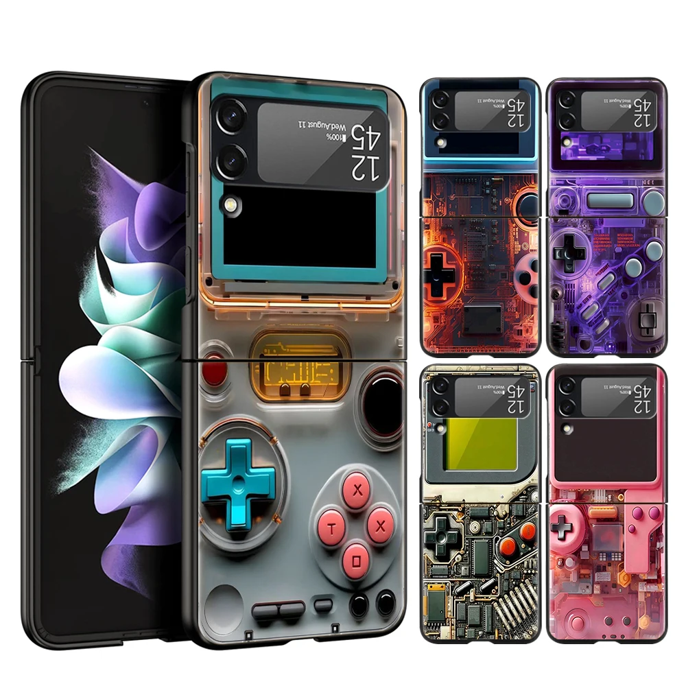 

Video Game Boy Vintage GamePad Hard PC Phone Case For Samsung Galaxy Z Flip 4 5 Black Cover For Galaxy Z Flip 3 Foldable Cases