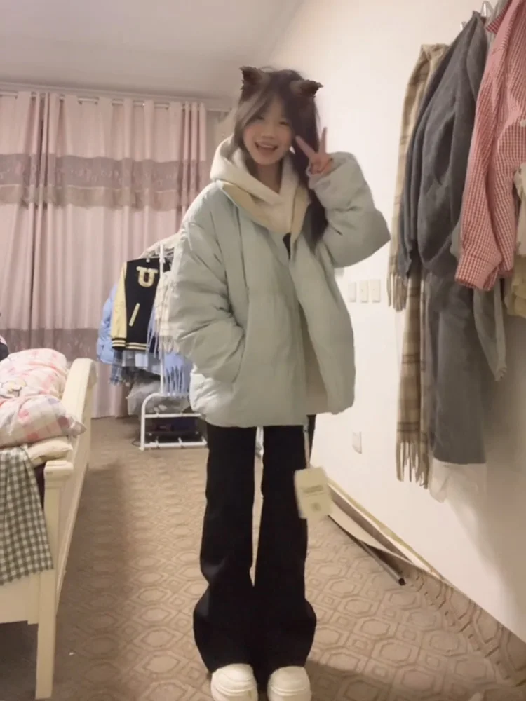 

Bla Fce Lined Thiened Loose Straight Leg Jeans Women's Autumn Winter Low Waist Micro Flared Pants Slimming Wide Leg Tr...