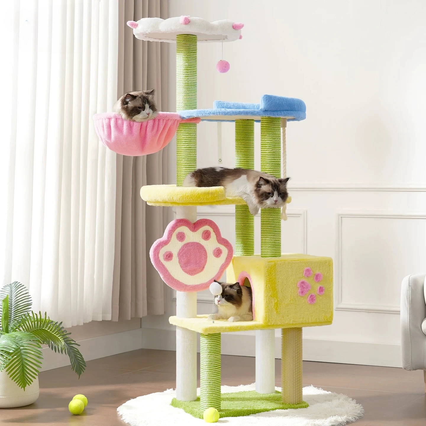 Castle Multi-Level Cat Tower Indoor Climbing Wall With Floors Toys Cat Tower Tiered Large Arranhador Para Gato Pet Supplies