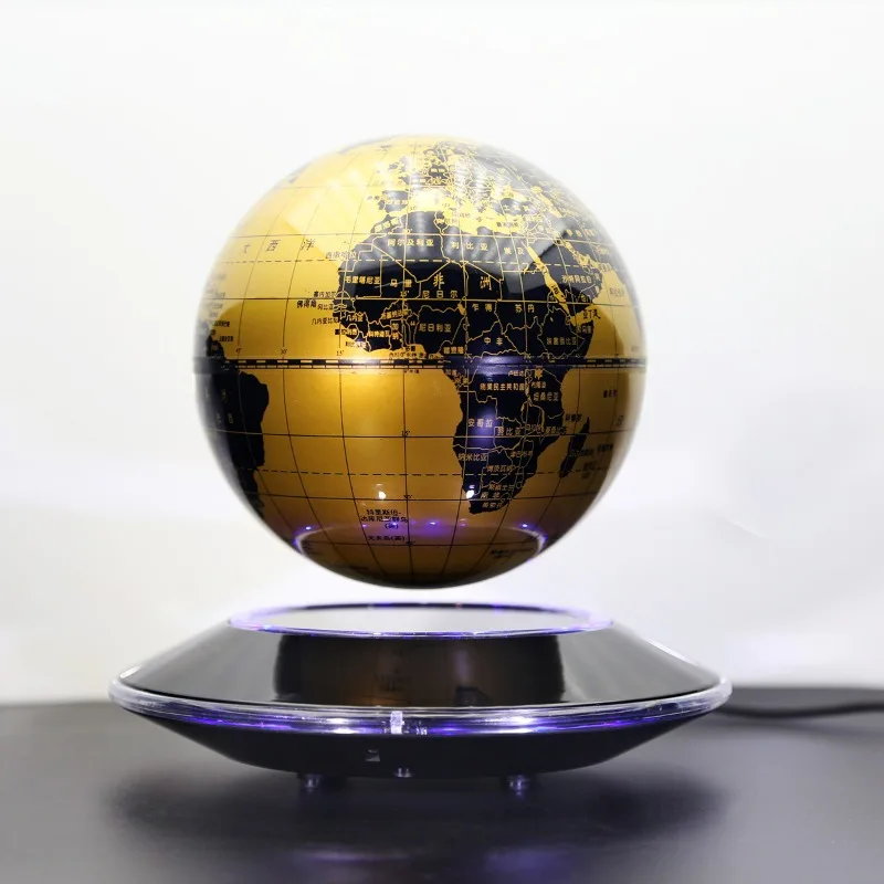 3D Magnetic Levitating Globe, Auto Rotating Light Up Floating Globe Desktop Decoration Ornament