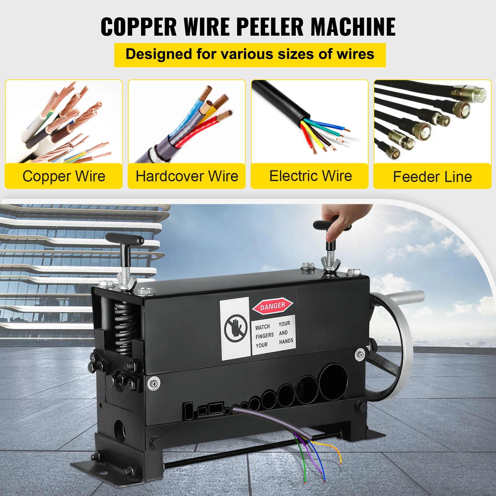 VEVOR 0.06-1.5In Manual Wire Stripping Machine 11 Cutting Channels Wire Stripping Machine w/10 blades for Scrap Copper Recycling