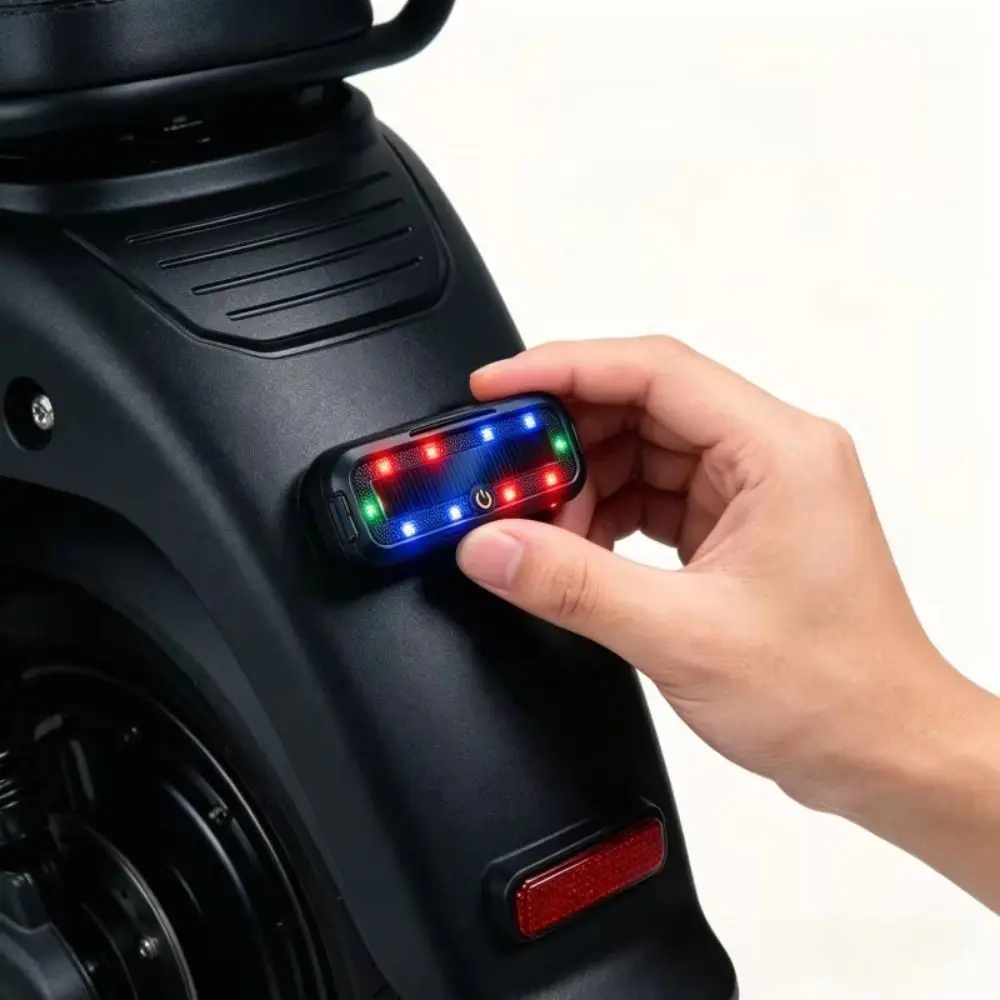 Solar-Powered Solar LED Warning Strobe Light LED Self-Adhesive Rear Safety Flash Lamp Waterproof Performance