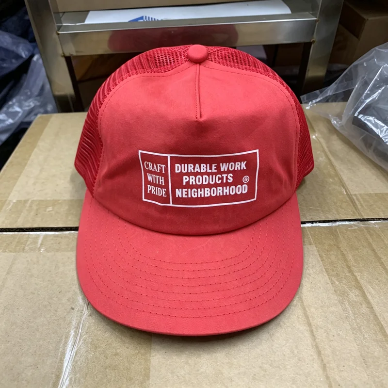 Mesh NBHD Print Label Baseball Cap Black Red Sun Hat Men Women Four Seasons Outside Sports Peaked Cap Adjustable