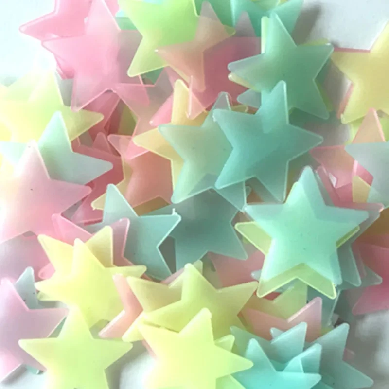 100pcs Fluorescent Glow in the Dark Stars Wall Stickers for Kids Rooms Decoration Livingroom Baby Bedroom Ceiling Home Decor view 3