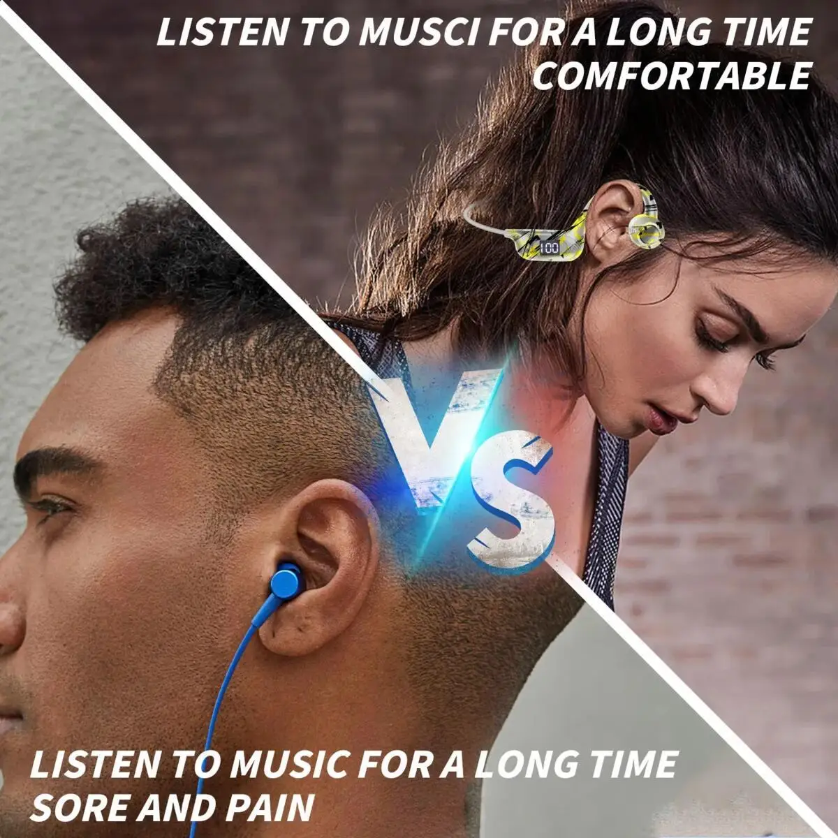 Criativo estilo graffiti condução óssea sem fio bluetooth pescoço banda fones de ouvido suporte estéreo cartão tf earphones para música esportiva