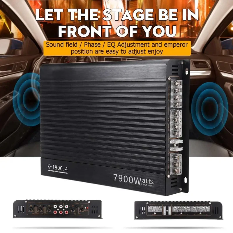 12V 7900W Car Amplifier 4 Channel Powerful Car Audio Subwoofer Aluminum Vehicle Power Stereo Amp Car Sound Amplifier Durable
