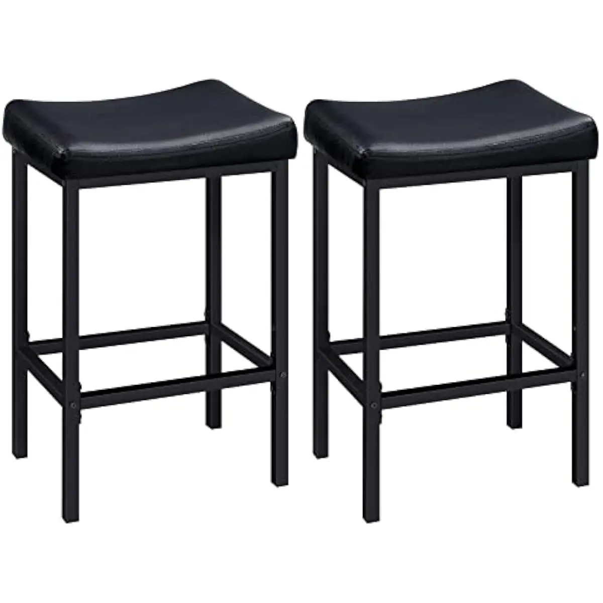Bar Stools Set of 2, Counter Height Design with Ergonomic Curved Seat, 24.8 Inch Tall, PU Leather Upholstery Over High-Density F