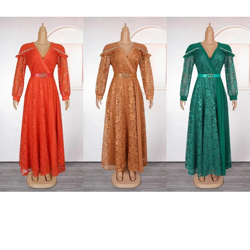 

African Clothes For Women Plus Size Maxi Dresses Fashion Birthday Lace Robes Party Wedding Dress Daily Summer Boubou 2025 New