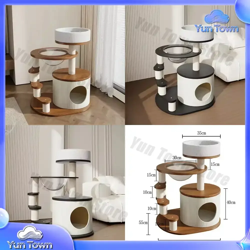 FEITU Wholesale Pet Supplies Indoor Outdoor Modern Luxury Wooden Cat Scratching Post Climbing Tree Cat Tower House