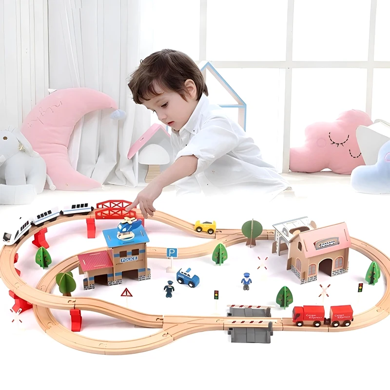 

Несколько деревянных железнодорожных дорожек, набор игрушек для детей, деревянные аксессуары для железнодорожных дорожек, подходящие для брендовых деревянных дорожек, развивающие игрушки