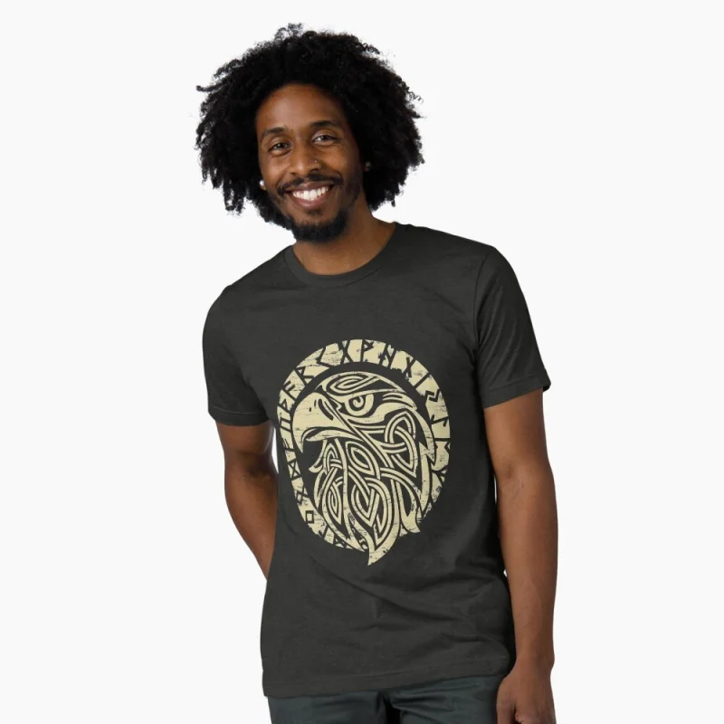

0415 Viking raven Nordic Gift T-Shirt Viking Runes Norse Myths printed Graphic clothes 100% cotton Tee All size tops S-6XL