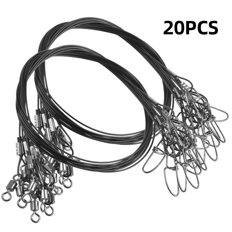 20pcs 1mm Diameter Sea Fishing Wire Leaders 125LB Test Anti-Bite Steel Line for Tuna Carp Lure Tackle Equipment Set Big Game Fis
