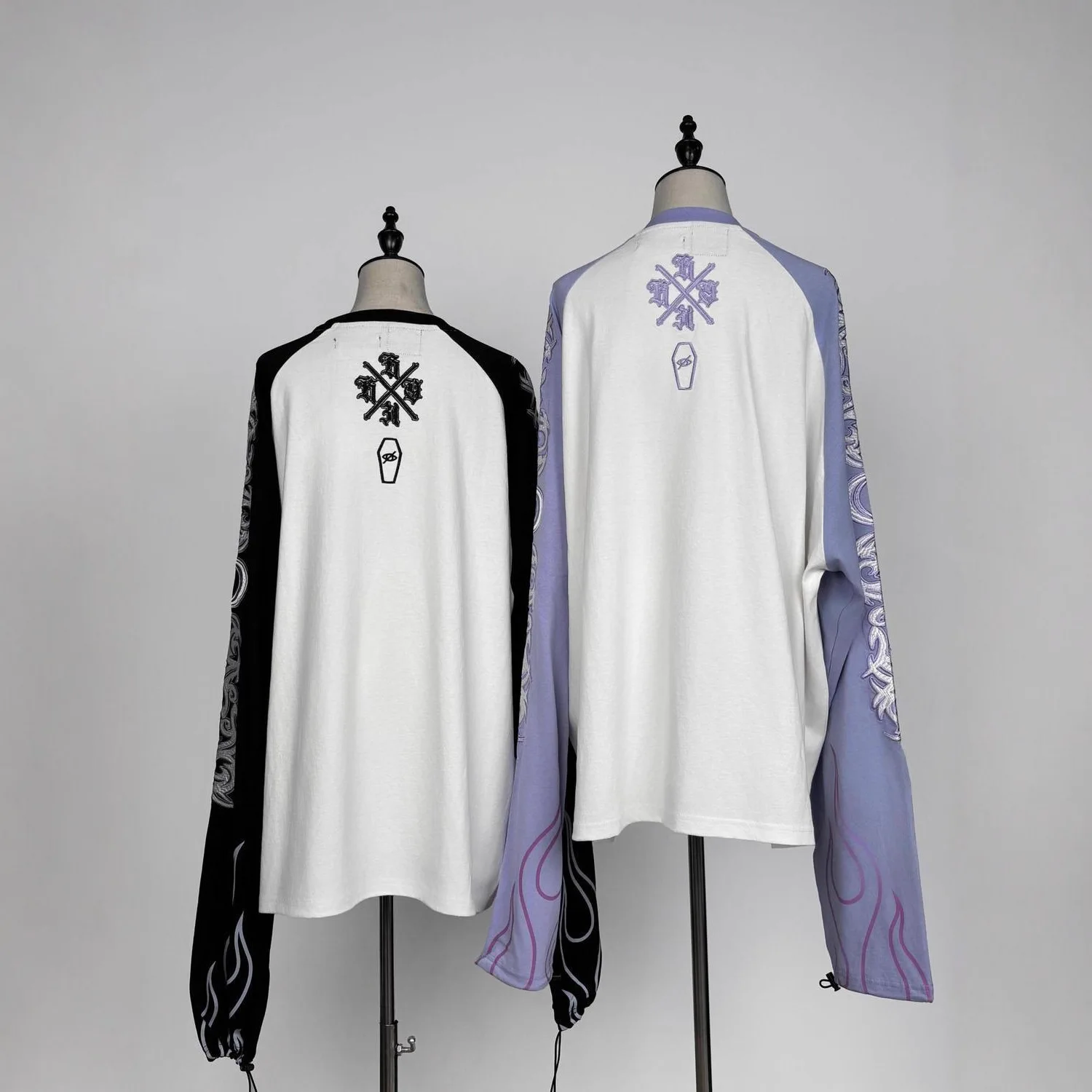 Korean Style Long Sleeve T-Shirt Cute Sleeve Tattoo Print Collaborative Work Galfy Kry Subculture Flame Print Ladies Top