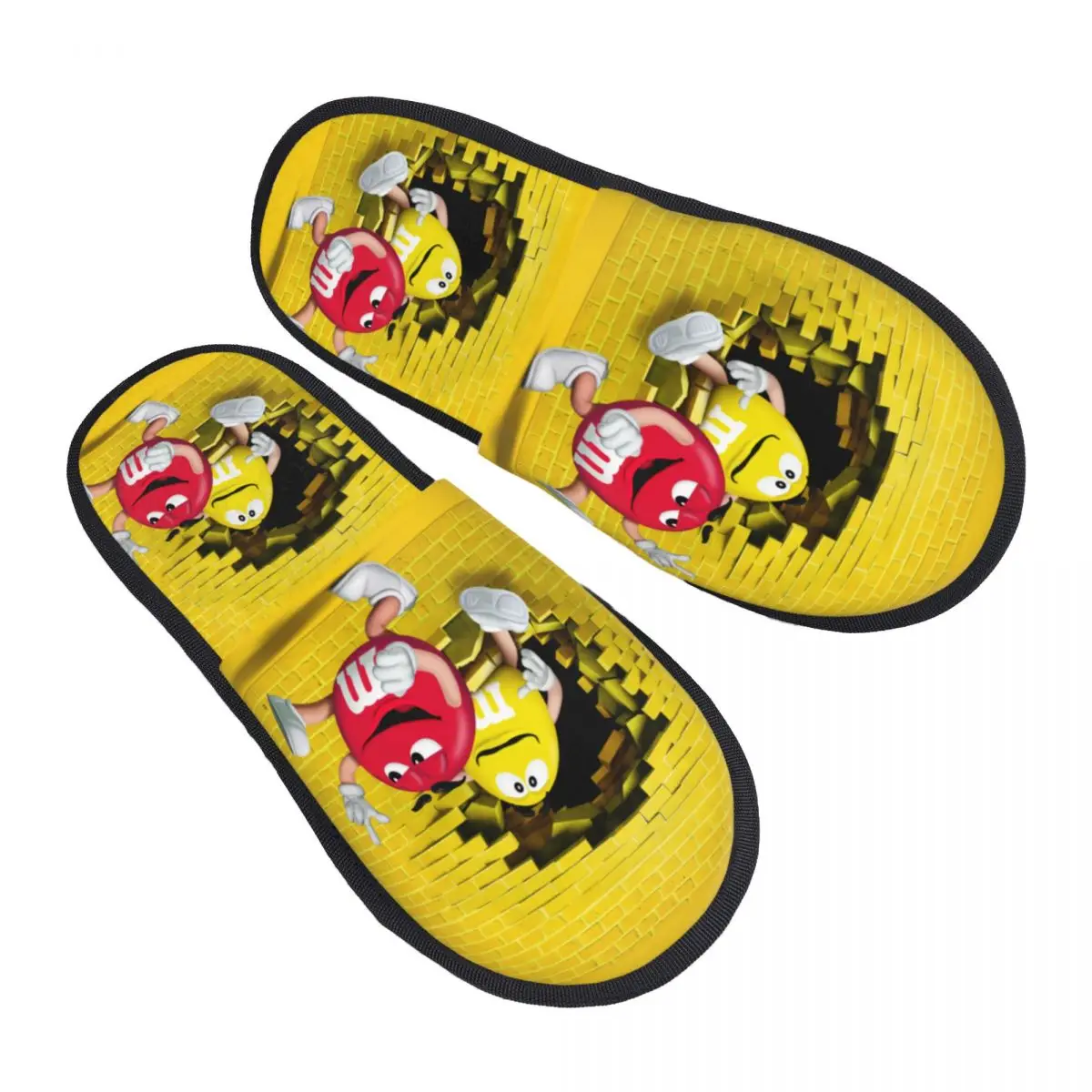 Custom The Power Of Brand Voice Soft Memory Foam House Slippers Women M&M\'s Cartoon Chocolate Comfy Warm Anti-skid Sole Slipper