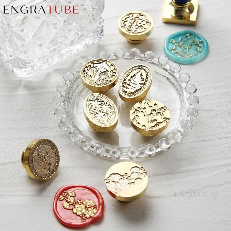 2022 New Wax Seal Stamp Sakura Maple Mushroom Clover Fern Lily Strawberry Sealing Stamp For Cards Envelopes Wedding Invitations
