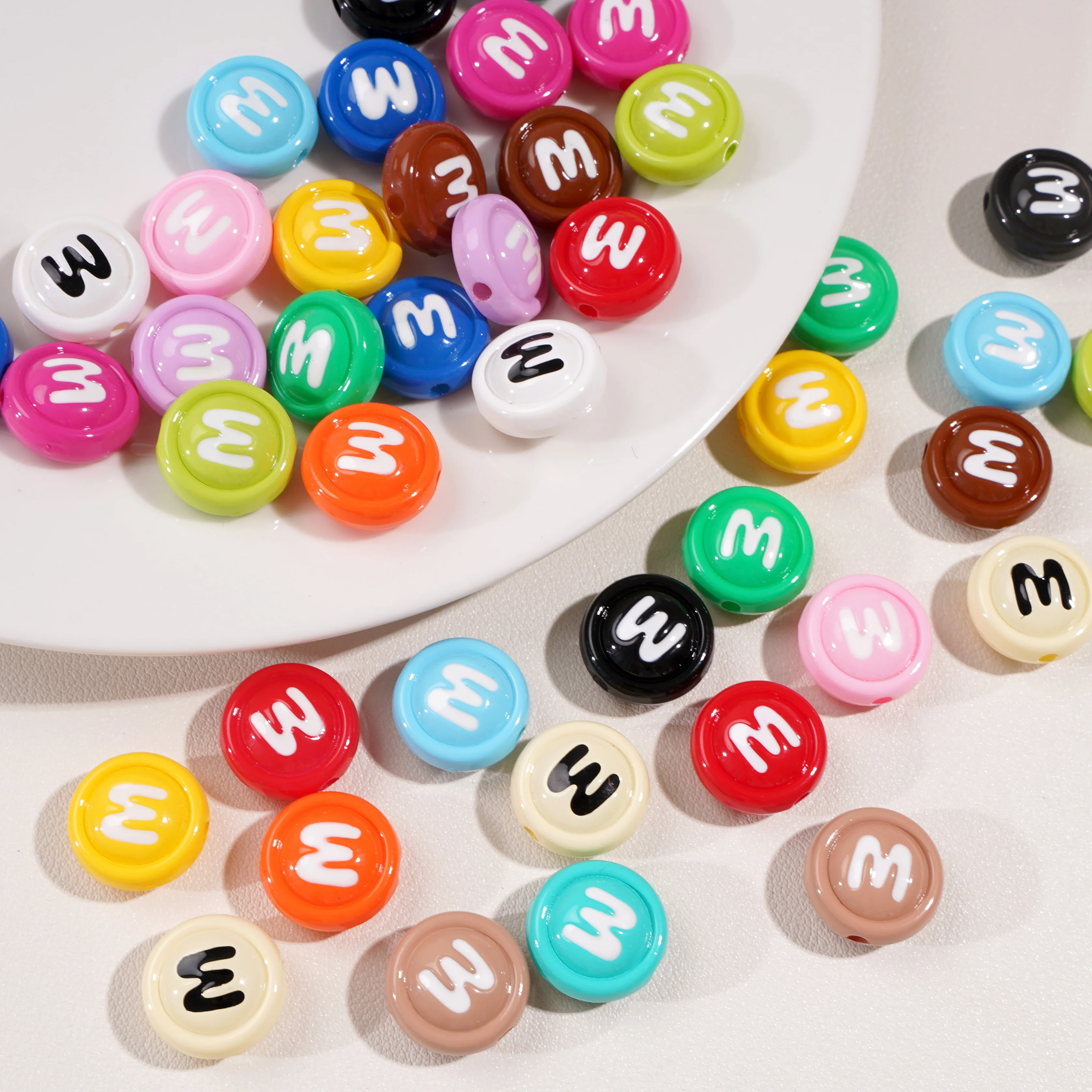 2-10 Pcs 18mm Acrylic M-shaped Candy-style Beads Loose Spacer Beads for DIY Jewelry Bracelet Phone Chain Pendant Craft Supplies