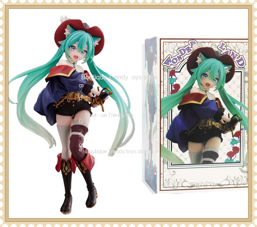 

Hatsune Miku Desktop Cute Action Figure Tale Wonderland Miku Puss in Boots Anime Figurine Kawaii Girl Model Toy Adorable Decor