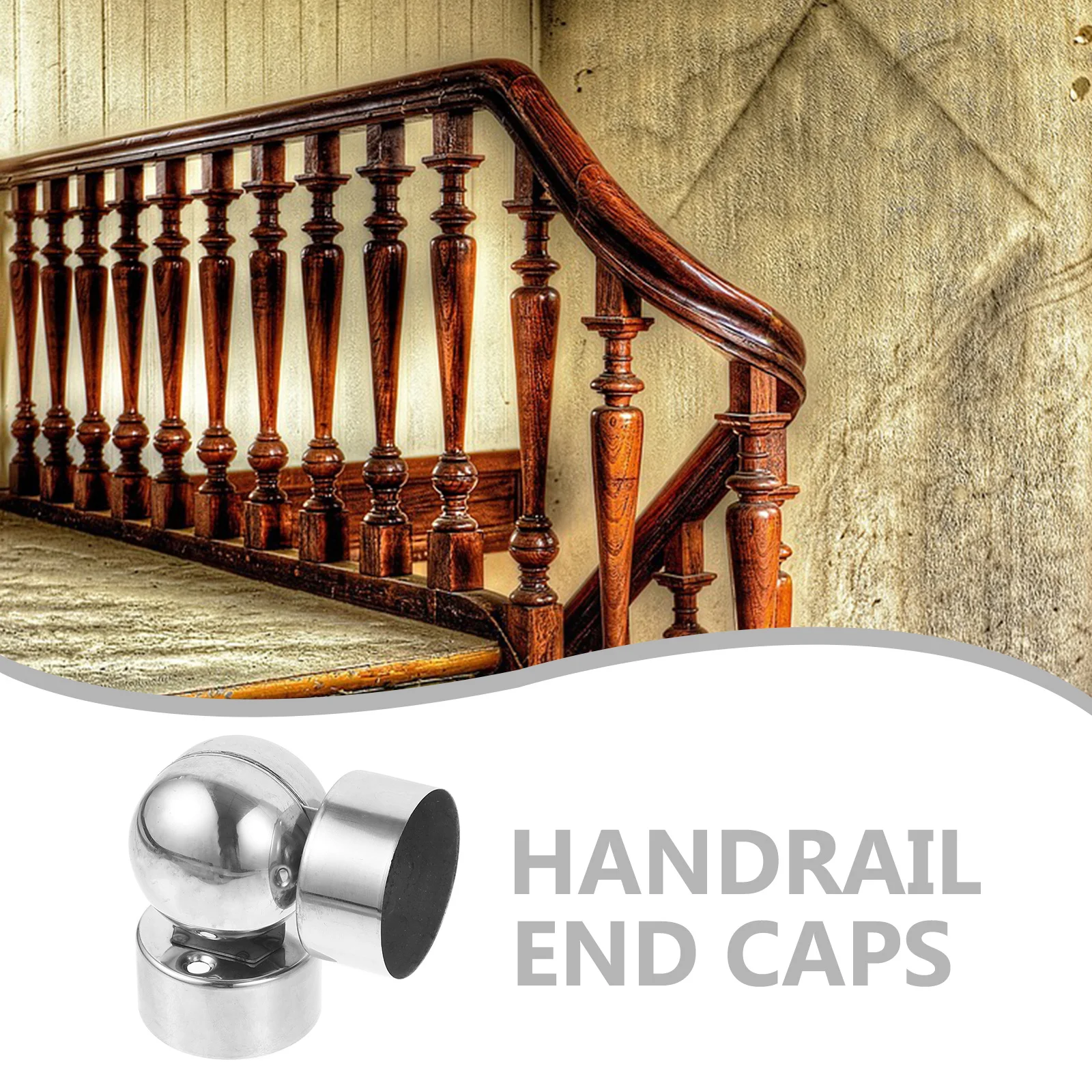 

2Pcs Stainless Steel Handrail End Caps Round Staircase Balcony Corridor Fittings Wear-Resistant Long-Lasting Simple Installation