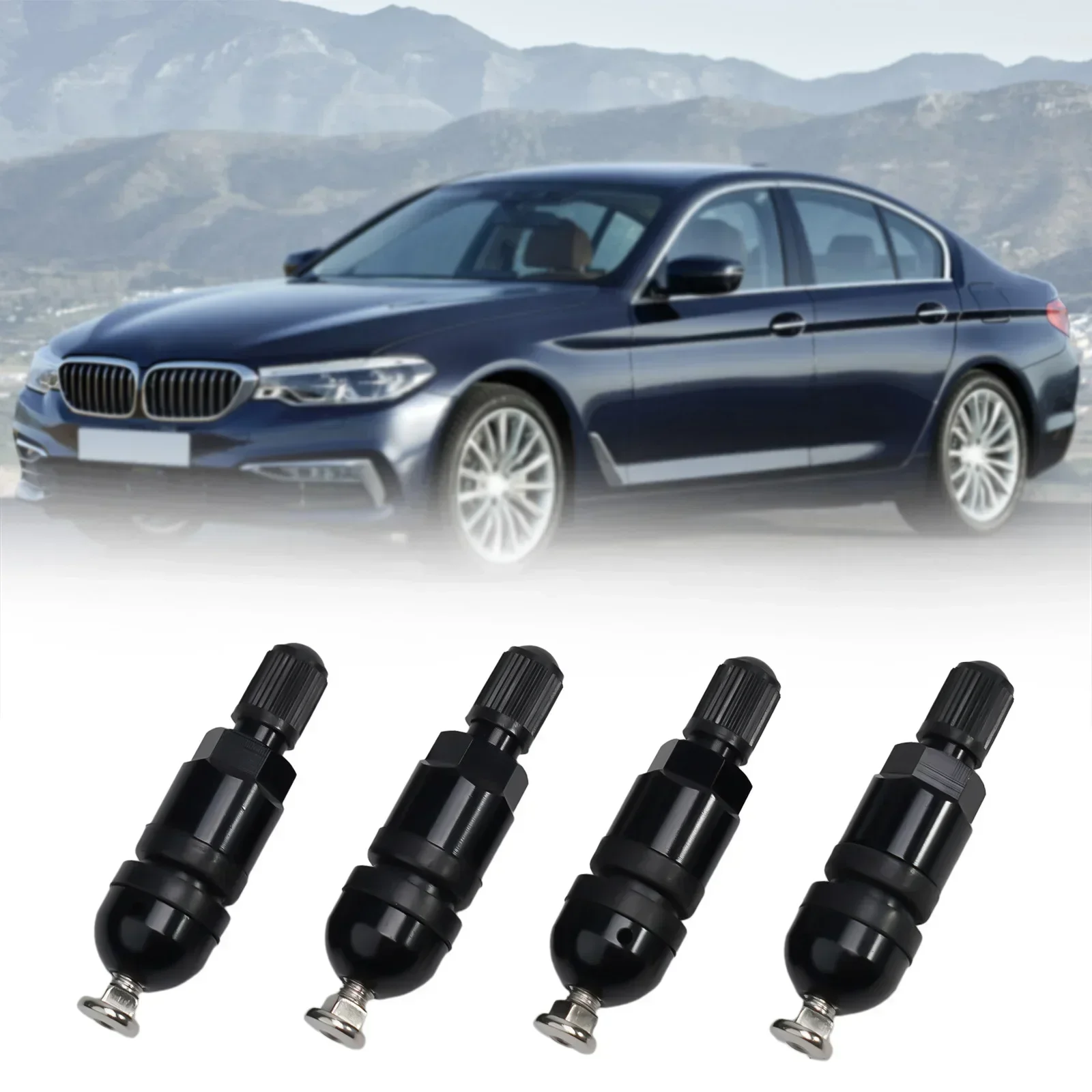 Car Repair Tool Pressure Monitor Repair Kit Valve Stem Black Front Metal Rear Right Sensor TPMS For BMW 5 Series Brand New