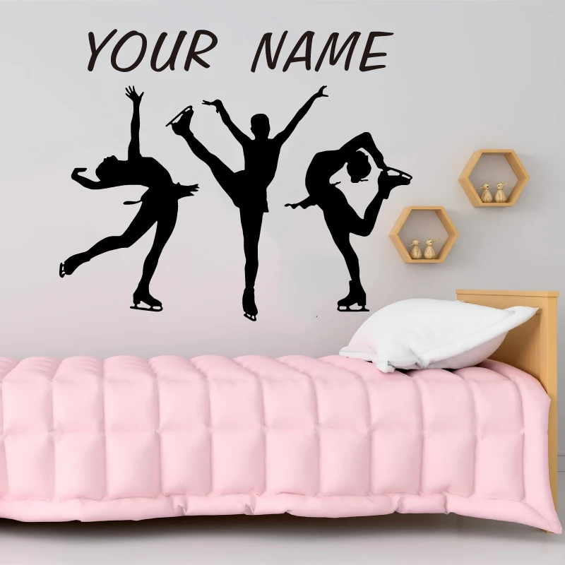 Figure Skating Girl Wall Personalized Customized Name Decal Vinyl Sticker Ice Skating Sport Decor Room Decoration 3YD8