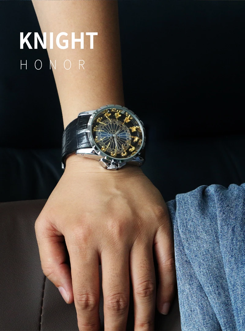 12 Knight Watch for Men 47mm Oversized Large Big Quartz Watches Wristwatch Man Clock Male Relogio Masculino Reloj montre homme