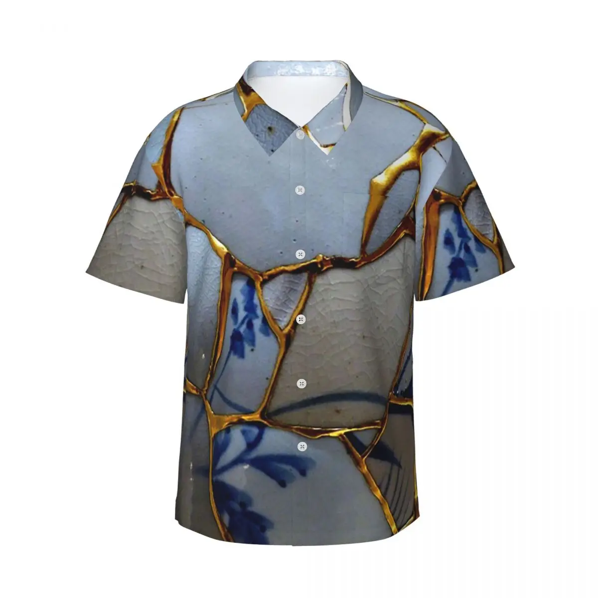 

Kintsugi Men's Shirts Hawaiian Short Sleeve Shirt Casual Lapel Tops for Summer Beach