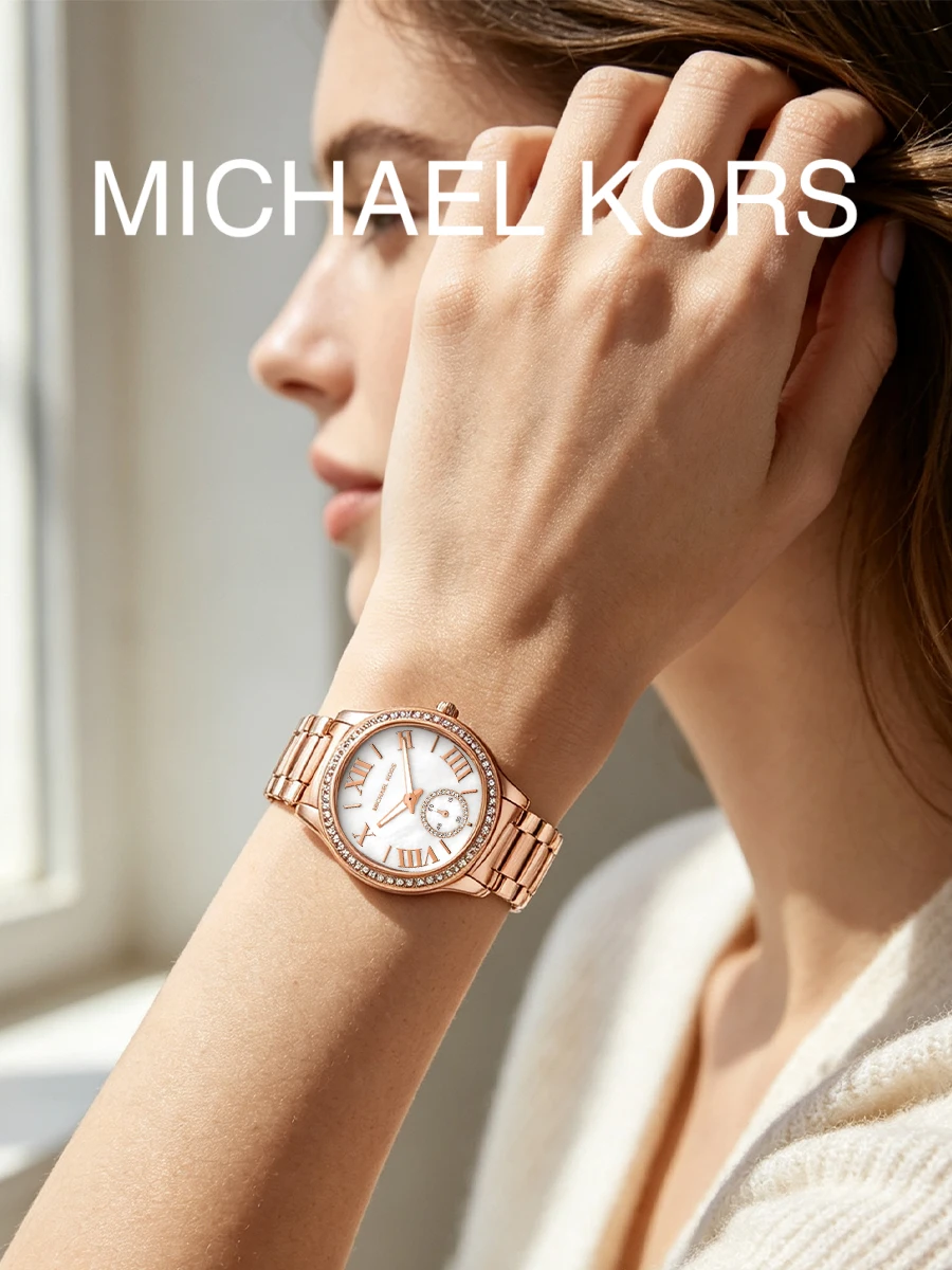 Michael Kors Women Quartz Watch Rose Gold Stainless Steel Bracelet Subdial Mother Of Pearl Roman for Banquet Anniversary Gift