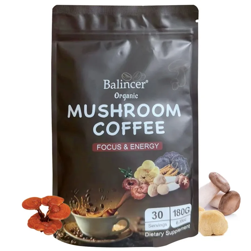 Balincer - 6 in 1 Organic Mushroom Coffee 180g, Supports Focus, Energy, Immunity, Concentration