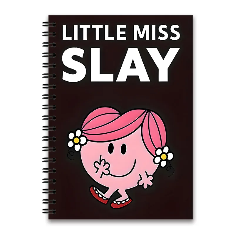 New Popular Cross-border Black Notebook with Little Devil Girl Pattern, Spiral Diary & Coloring Book