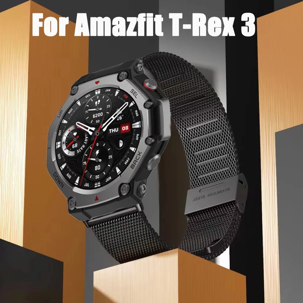 ステンレス鋼ミラネーゼブレスレット Huami Amazfit T REX 3 スマートウォッチループストラップ Amazfit T-Rex 3 メタルリストバンドコレア