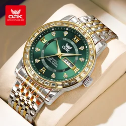 Luxury Brand Men's Watches Calendar Week Waterproof Diamond Watch Man High Quality Stainless steel Male Wristwatches 2024 NEW