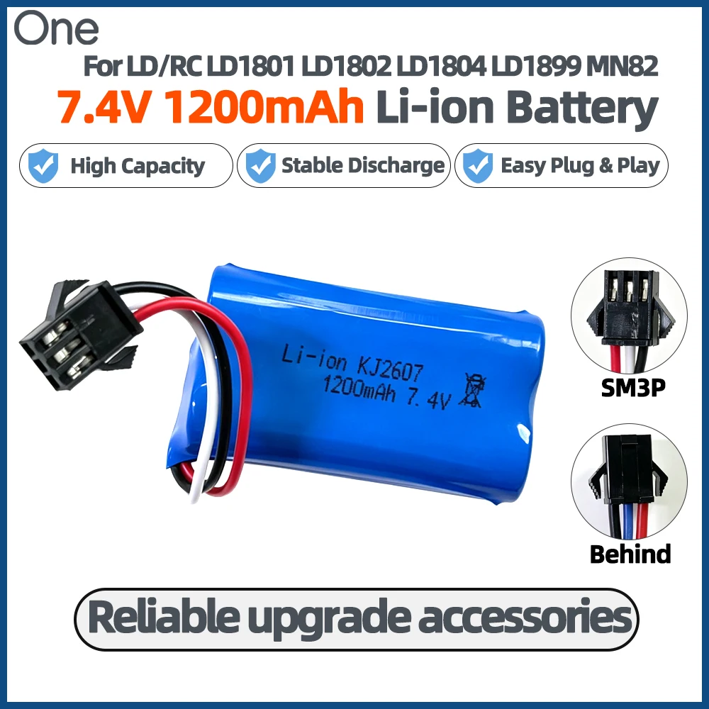 2S 7.4V 1200mAh 10C Li‑ion Battery Pack SM3P PlugUpgrade Replacement Parts for LDRC LD1804 LD1899 LD1801 LD1297S RC Car Toys