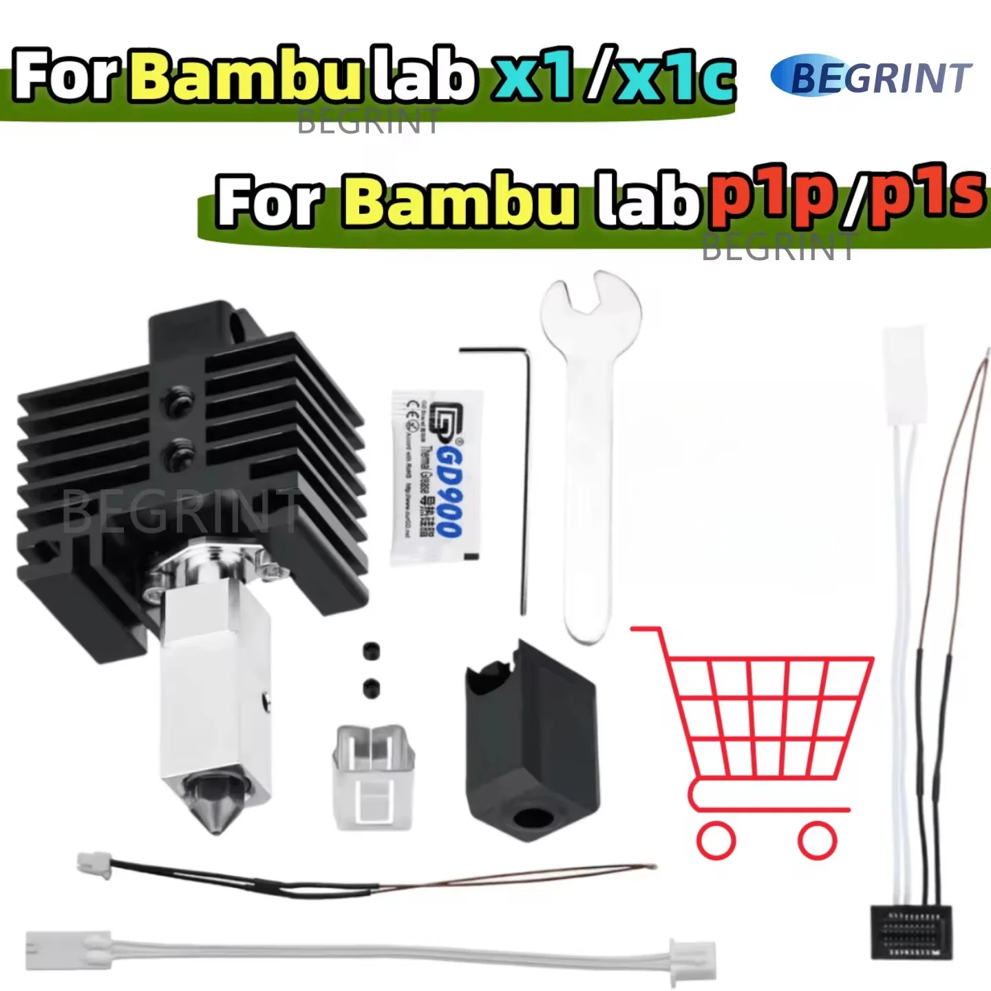 For Bambu Lab Hotend Upgrade 2.0 Version Bambulab Bi Metal Fit Bamboo Bambulabs X1 X1C P1P P1S Hot End P1P Thermistor