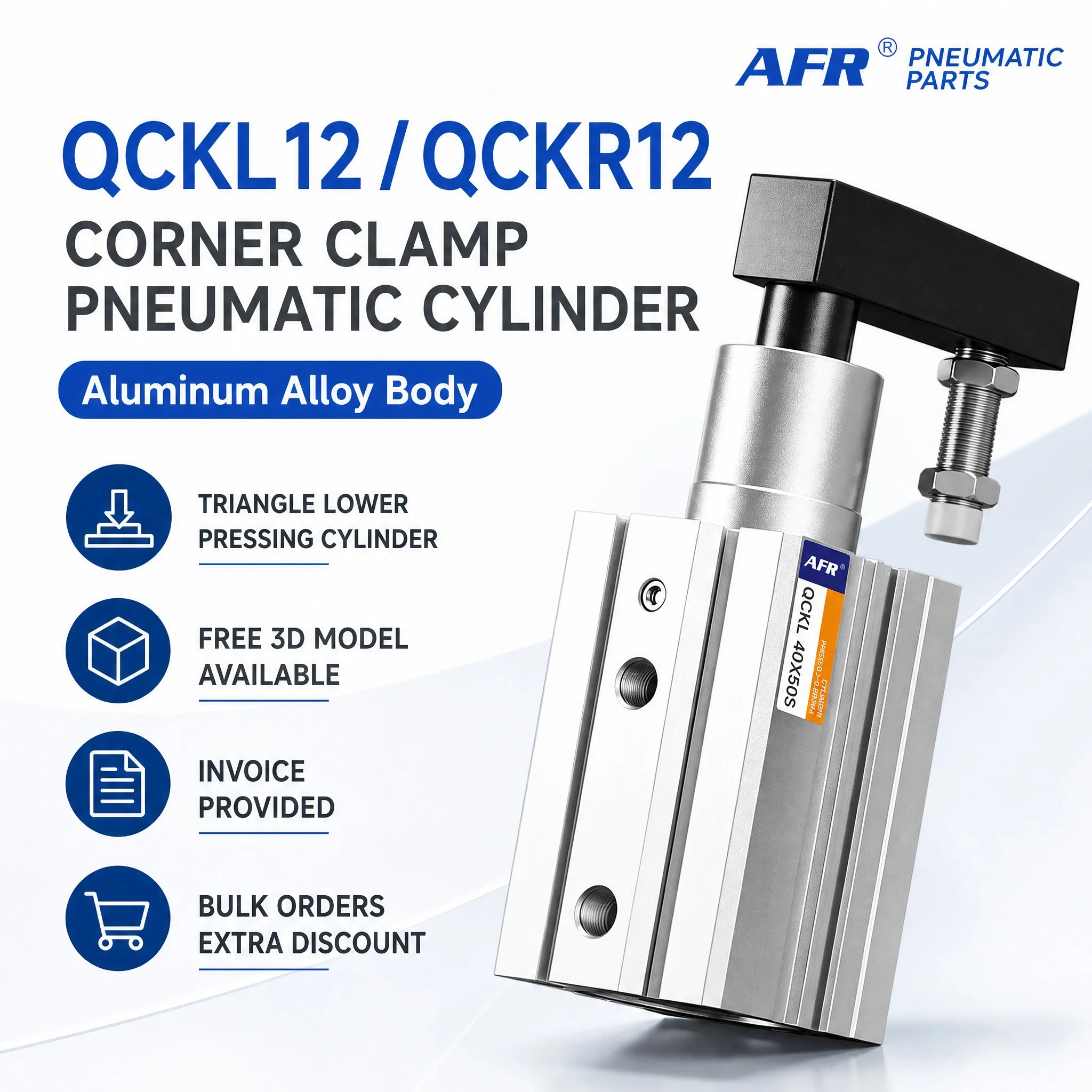 QCKL12X10S QCKR12X20S Rotary Clamp Cylinder Pneumatic Swing Clamp Cylinder 90 Degree Rotation Double Acting Clamp Cylinder