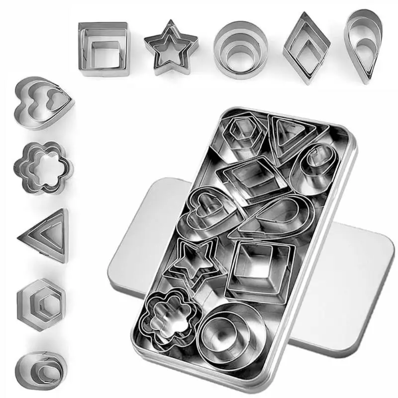 9/24/30Pcs Stainless Steel Cookie Cutter Set Multiple Shapes Easy Demold For Home Baking DIY Pastry Dessert Making