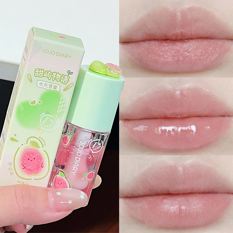 Aceite Labial de Guayaba y Melocotón, Hidratante, No Pegajoso, Brillo Labial Humectante de Larga Duración, Bálsamo Labial Líquido Transparente, Maquillaje, Belleza Coreana