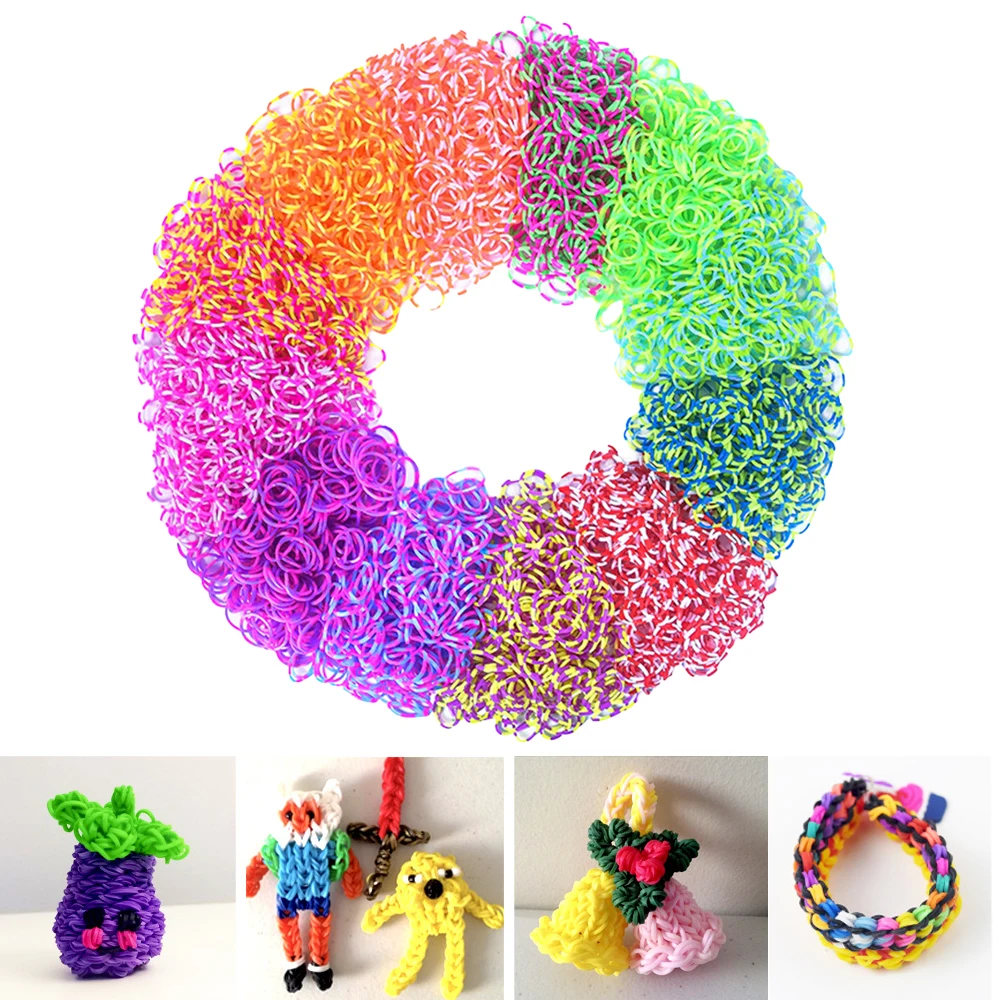 600pcs Mix Elastic Rubber Loom Bands For DIY Bracelet Necklace Jewelry Making Kids Girl Weaving Crafting Gift Supplies Material