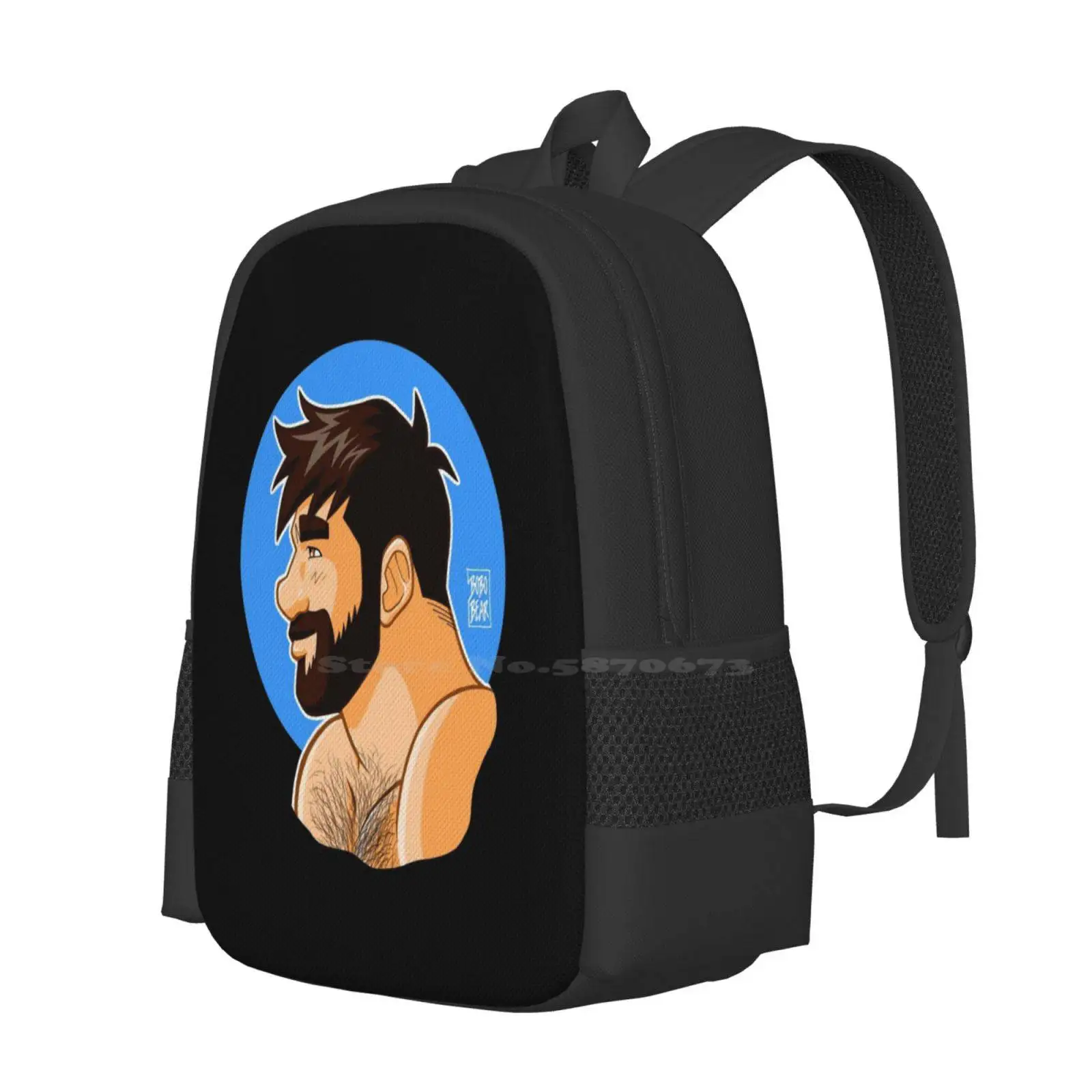 Adam Portrait-Profile Pattern Design Bagpack School Bags Gay Bears Gay Art Gay Pride Tom Of Finland Gay Comics Lgbt Bear Pride