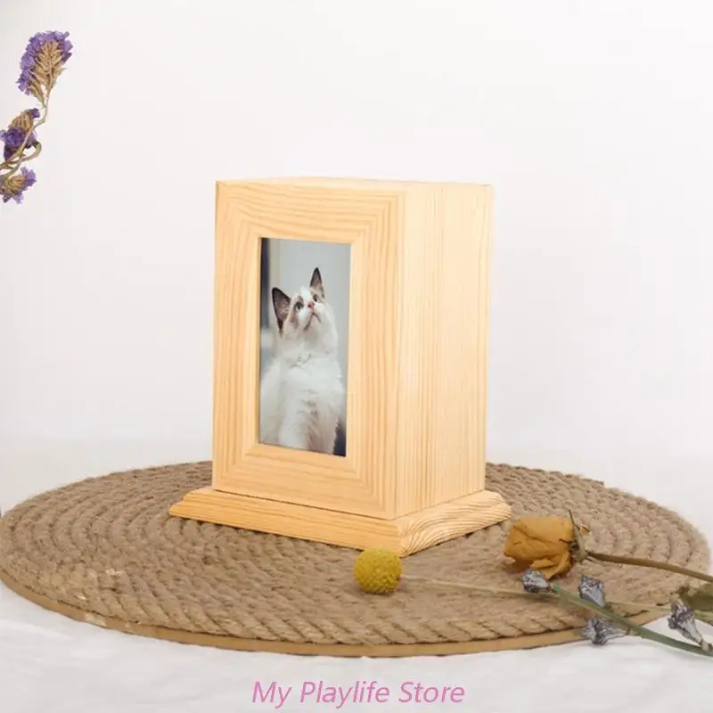 Urne en bois pour animaux de compagnie avec cadre photo, souvenir de chien mis en œuvre, sympathie du chien ou du chat, photo décédée, ornements commémoratifs