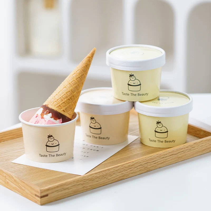 

Handmade Ice Cr Cup Disposable Box with Lid Paaging Paper Box 20ML for Baking DIY Kitchen Cooking Barbecue Supplies