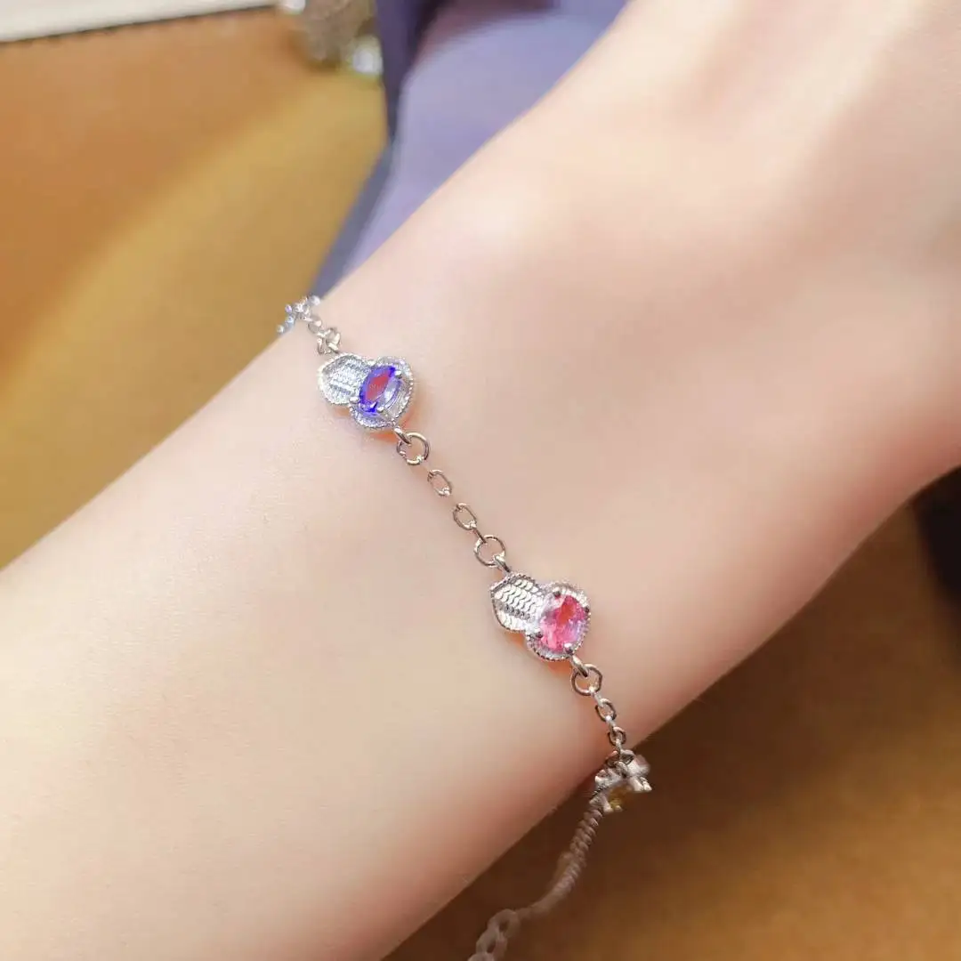 KJJEAXCMY New Jewelry Natural Women's Tourmaline Bracelet 925 silver inlay Colorful and splendid High clarity supports detection