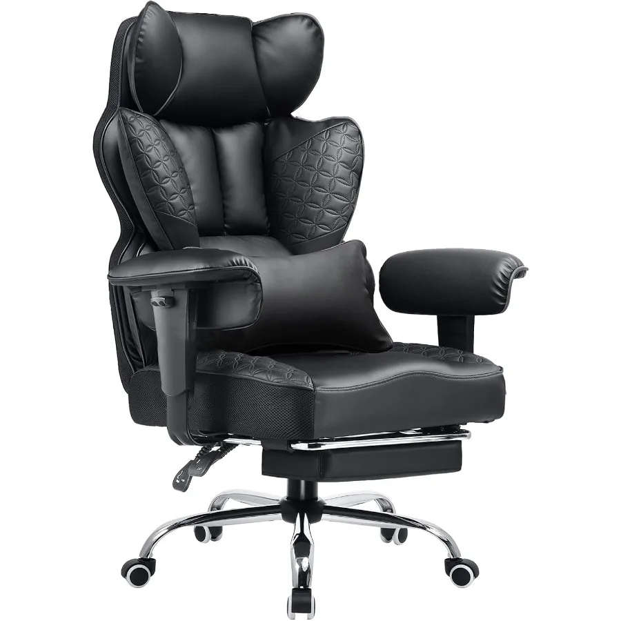 COMHOMA Big and Tall Office Chair Heavy Duty Wide Ergonomic Gaming Chair with Deluxe Embossing Designed Leather with Foot Rest