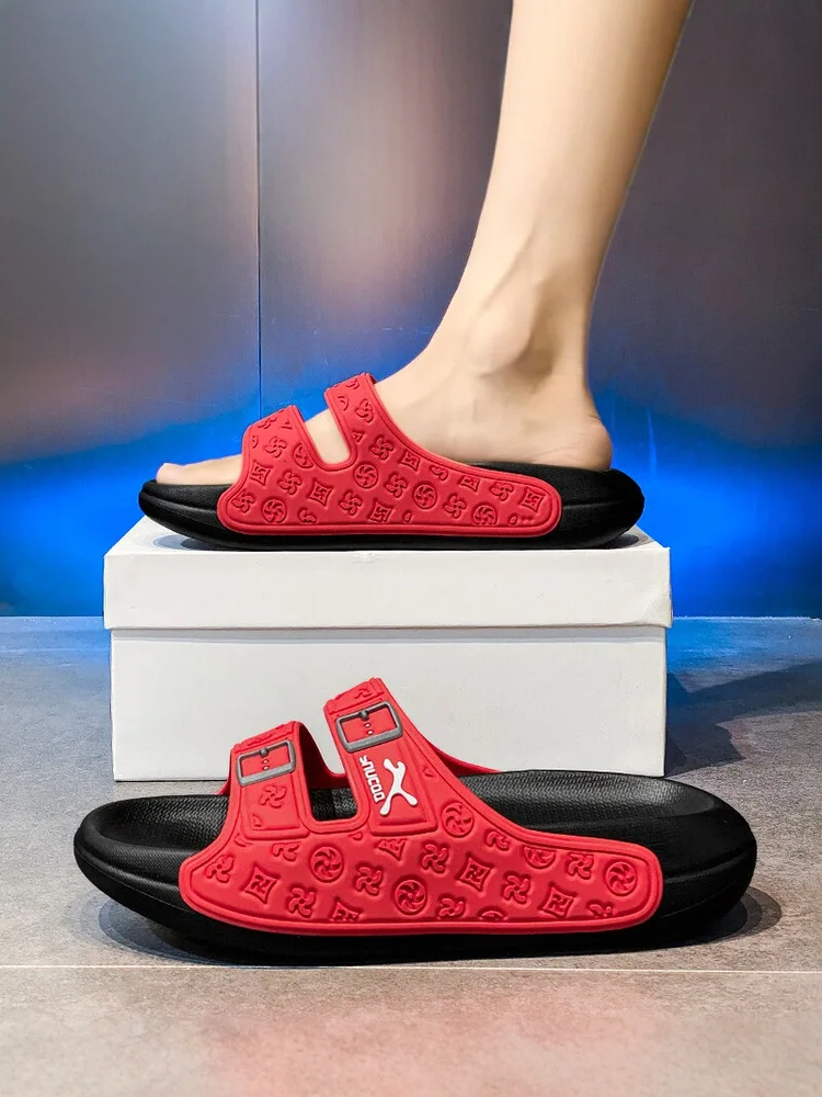 Unisex Summer Outdoor Beach Anti-Slip Wear-Resistant Soft Bottom Sandals Slippers Lightweight Thick Heel EVA Material