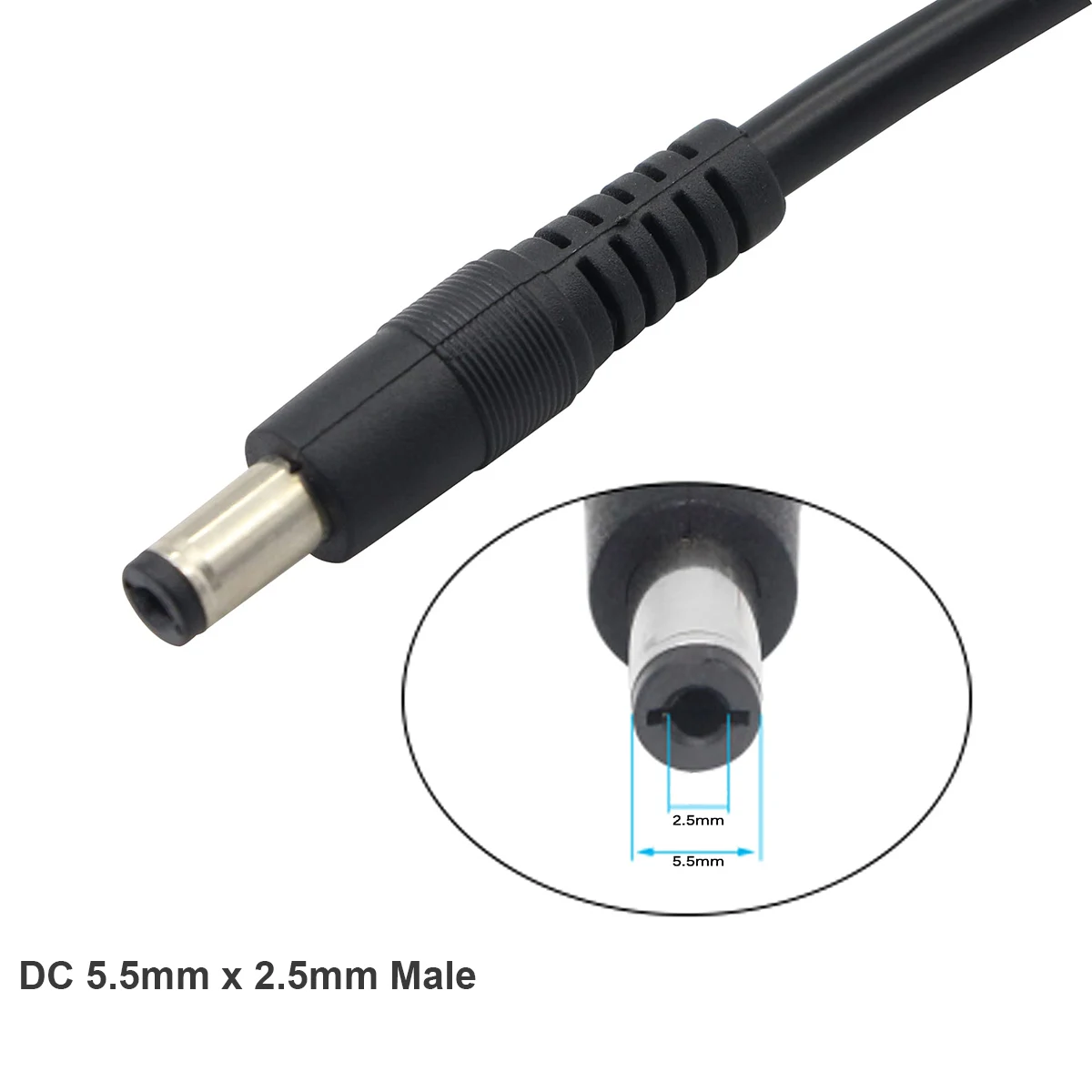 DC Car Charger Auto Power Supply 18AWG DC 5.5mm X 2.5mm to Car Cigarette Lighter Male Plug Cable Camera CCTV Car Refrigerator
