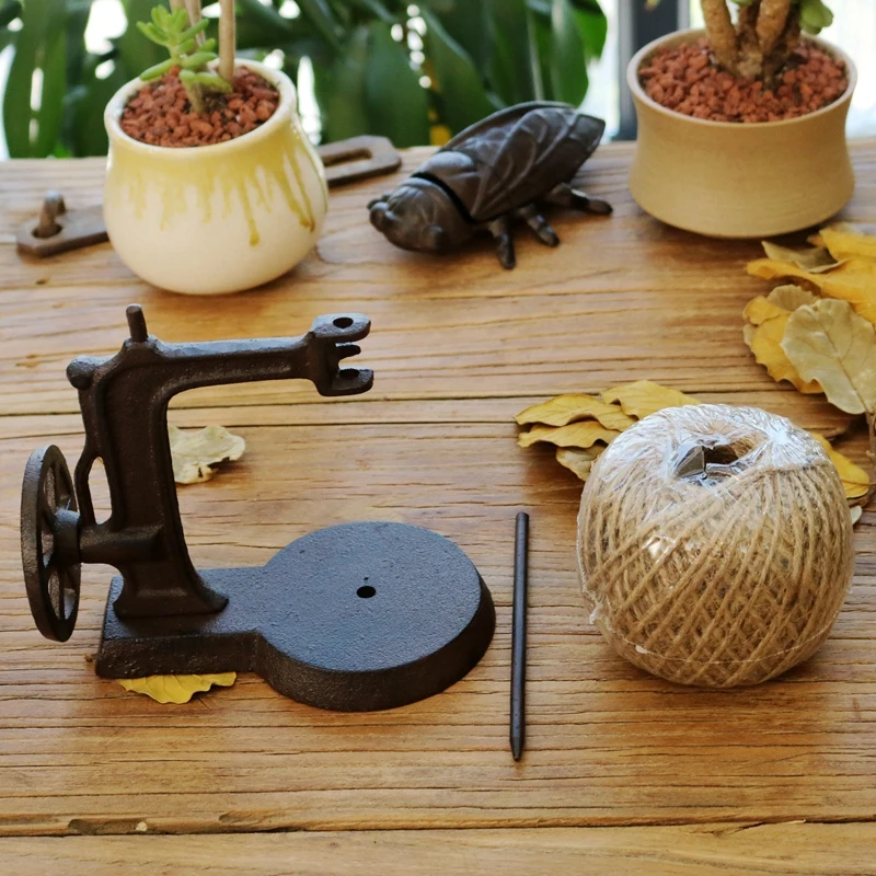 Vintage Nostalgic Cast Iron Art Sewing Machine Spool Hemp Rope Home Window Bar Decor Creative Desktop Ornament