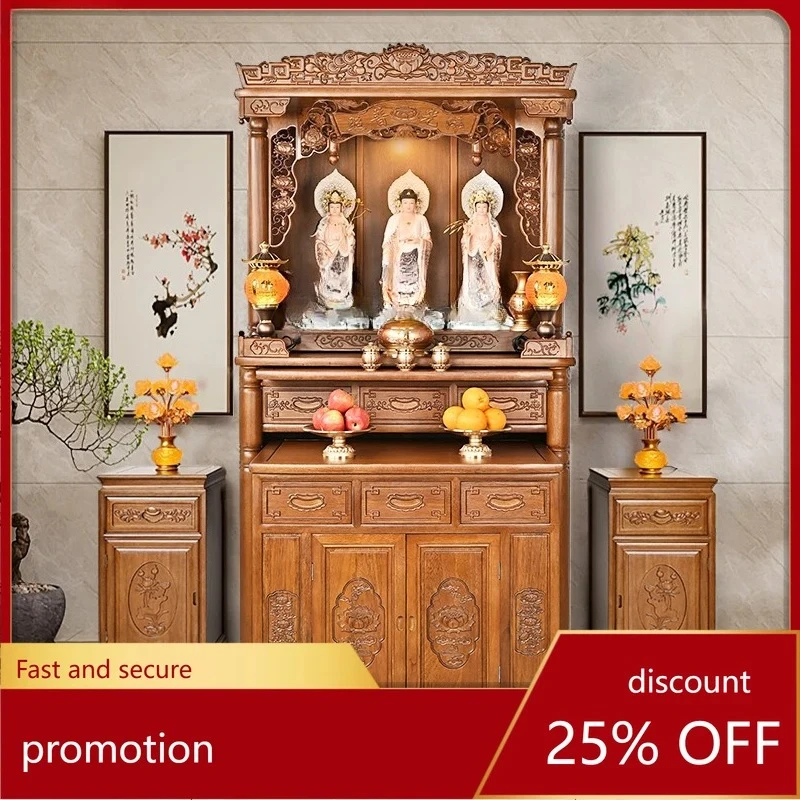 

Шкаф-ниша из массива дерева для буддийского алтаря в гостиной, столик для подношений