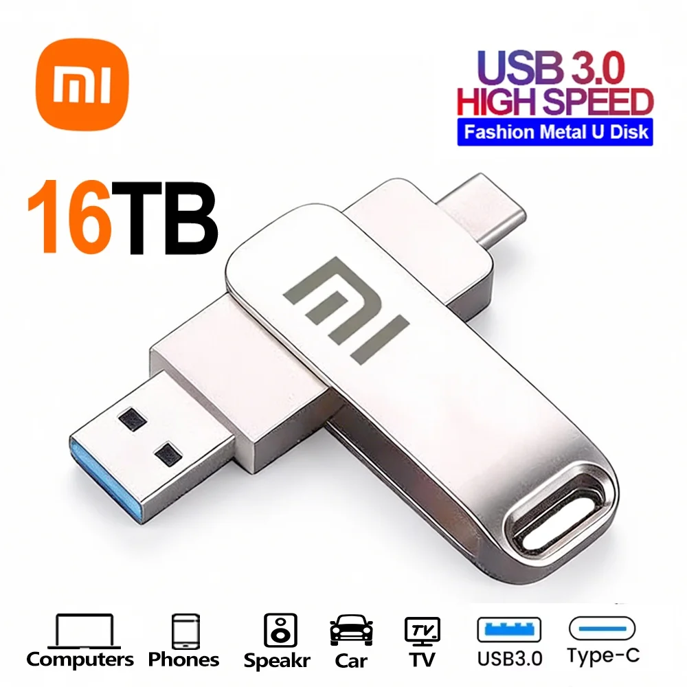 Xiaomi 2TB Metal U Disk USB Flash Drive High Speed Type C USB Memory Stick 1TB 512GB 128GB Pendrive SSD Storage Data Transfer