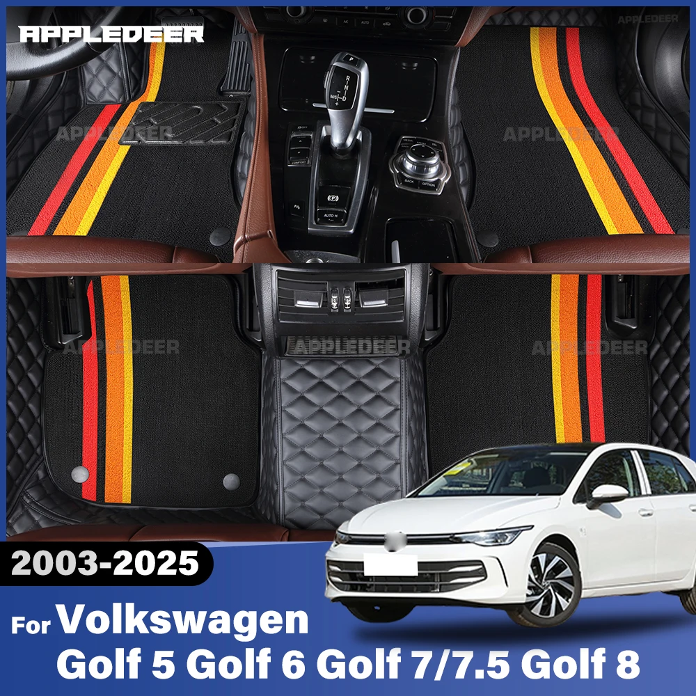 

Для Volkswagen Golf 5 Golf 6 Golf 7/7,5 Golf 8 2003-2025 двухслойные автомобильные коврики, автомобильный ковер, аксессуары для интерьера