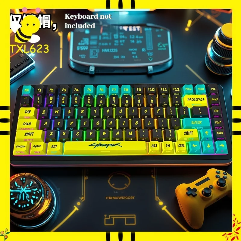 129 Keys Cyberpunk Keycap Cherry Profile Side Engraved Translucent Keycaps Pbt Custom Adapted Wooting Key Caps