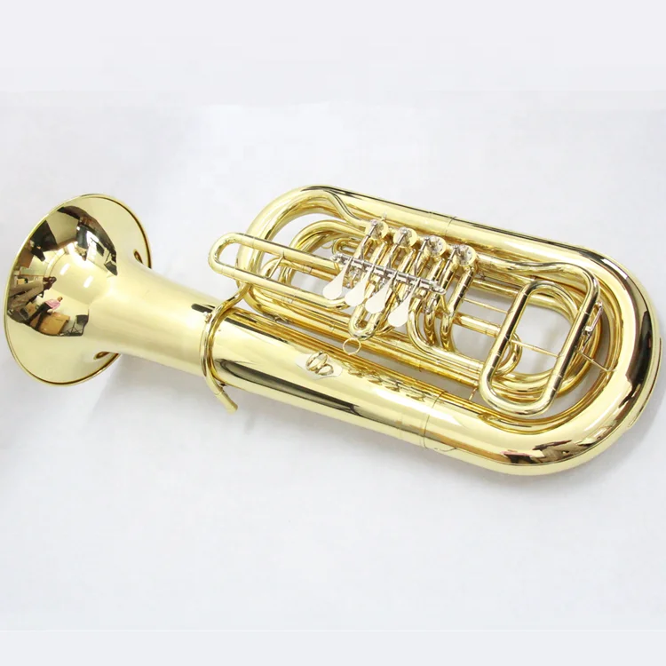 Cheap Bb Tuba Brass Tuba Instrument Gold Lacquer 4 Valve Tuba